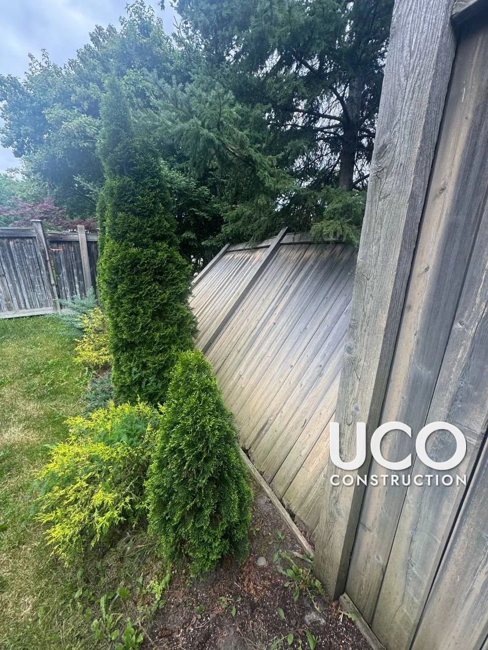 Fence Repair in Woodbridge: Leaning Backyard Wood Fence Section Taken Down and Rebuilt Straight