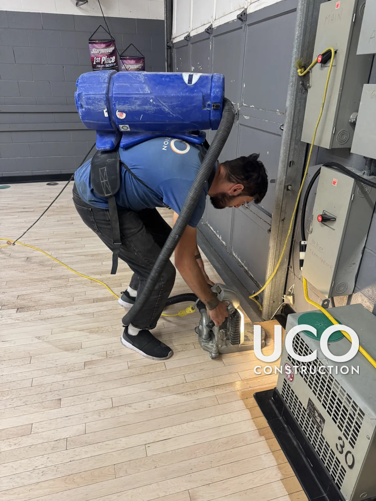 Commercial Hardwood Floor Refinishing in Mississauga: Dance Studio Floor Sanded Back to Bare Wood
