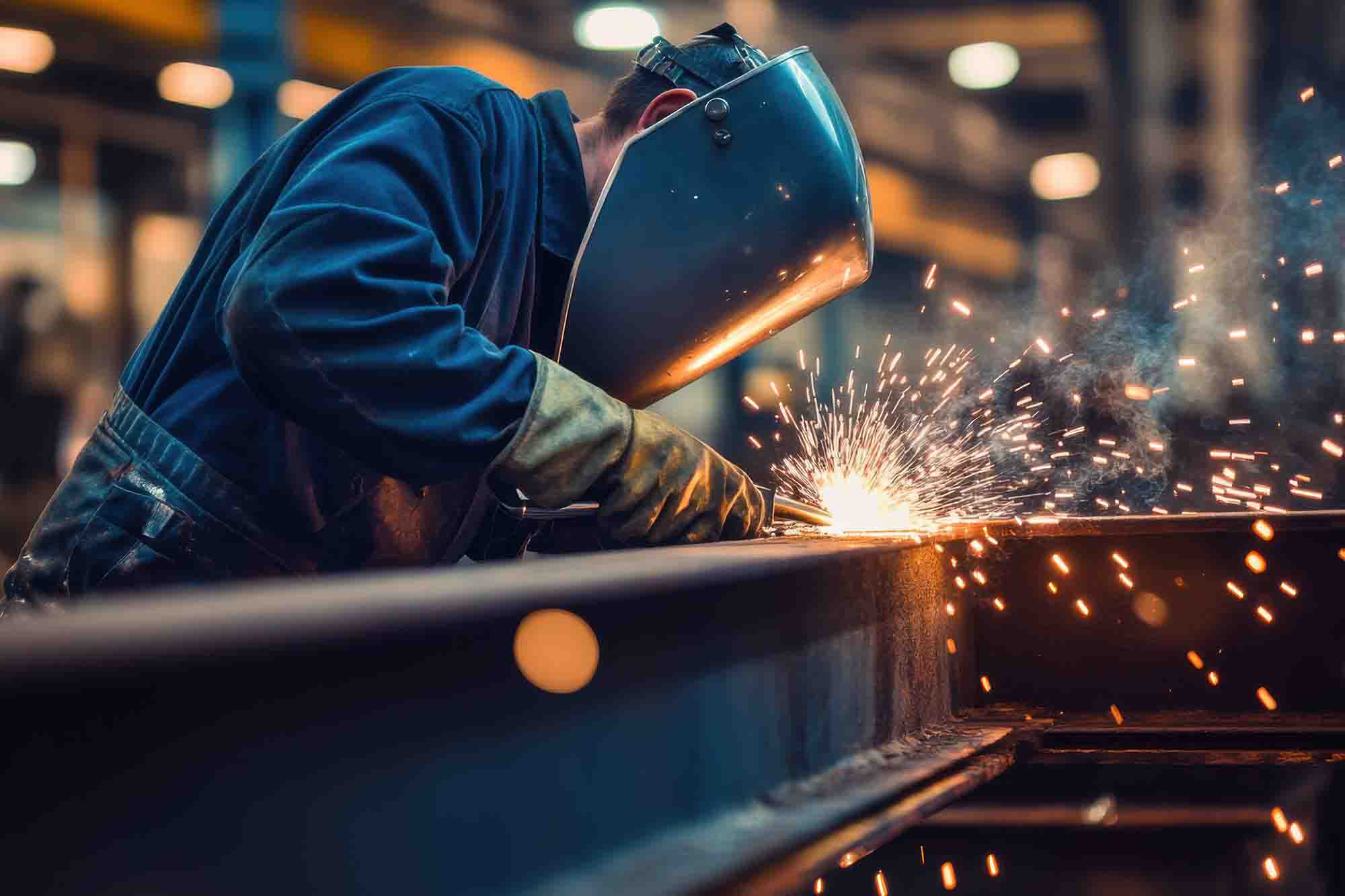 LEVRAM steel fabricator welding a truck to repair it by Melbourne Diesel Mechanics
