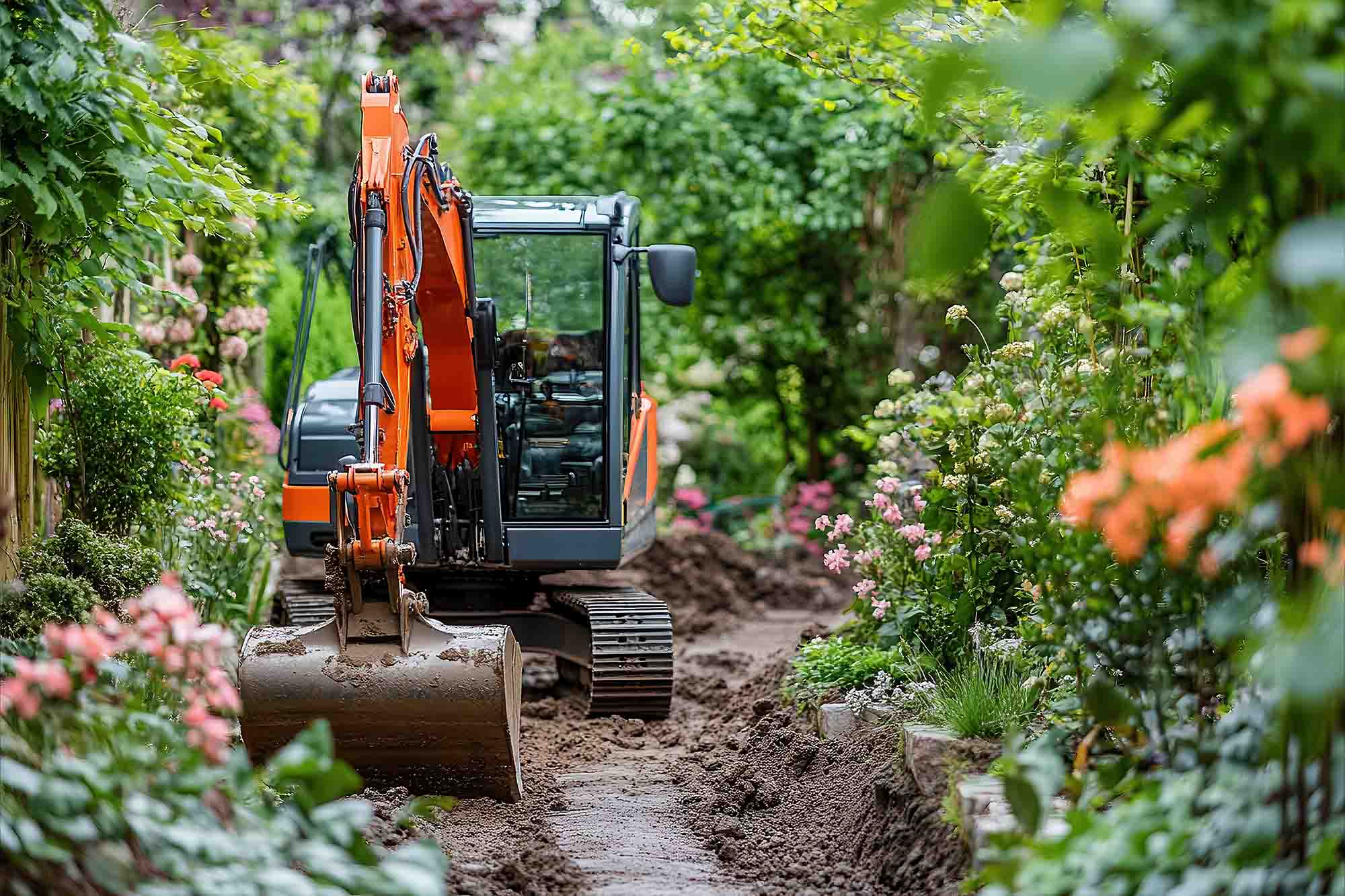Landscaping Excavator after servicing by LEVRAM Heavy Diesel Mechanics in Melbourne