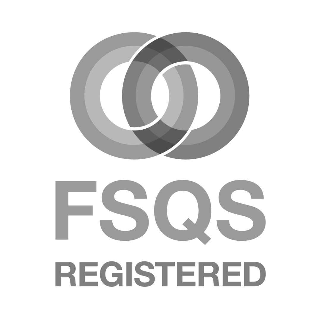 FSQS Registered logo with two overlapping circular shapes above the text.