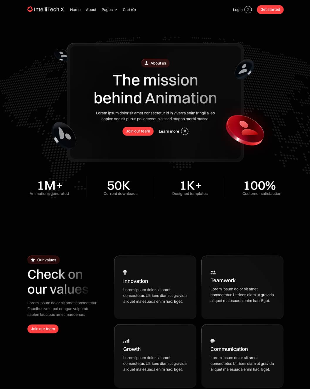 IntelliTech X - About Page - Motion Design System Webflow Template