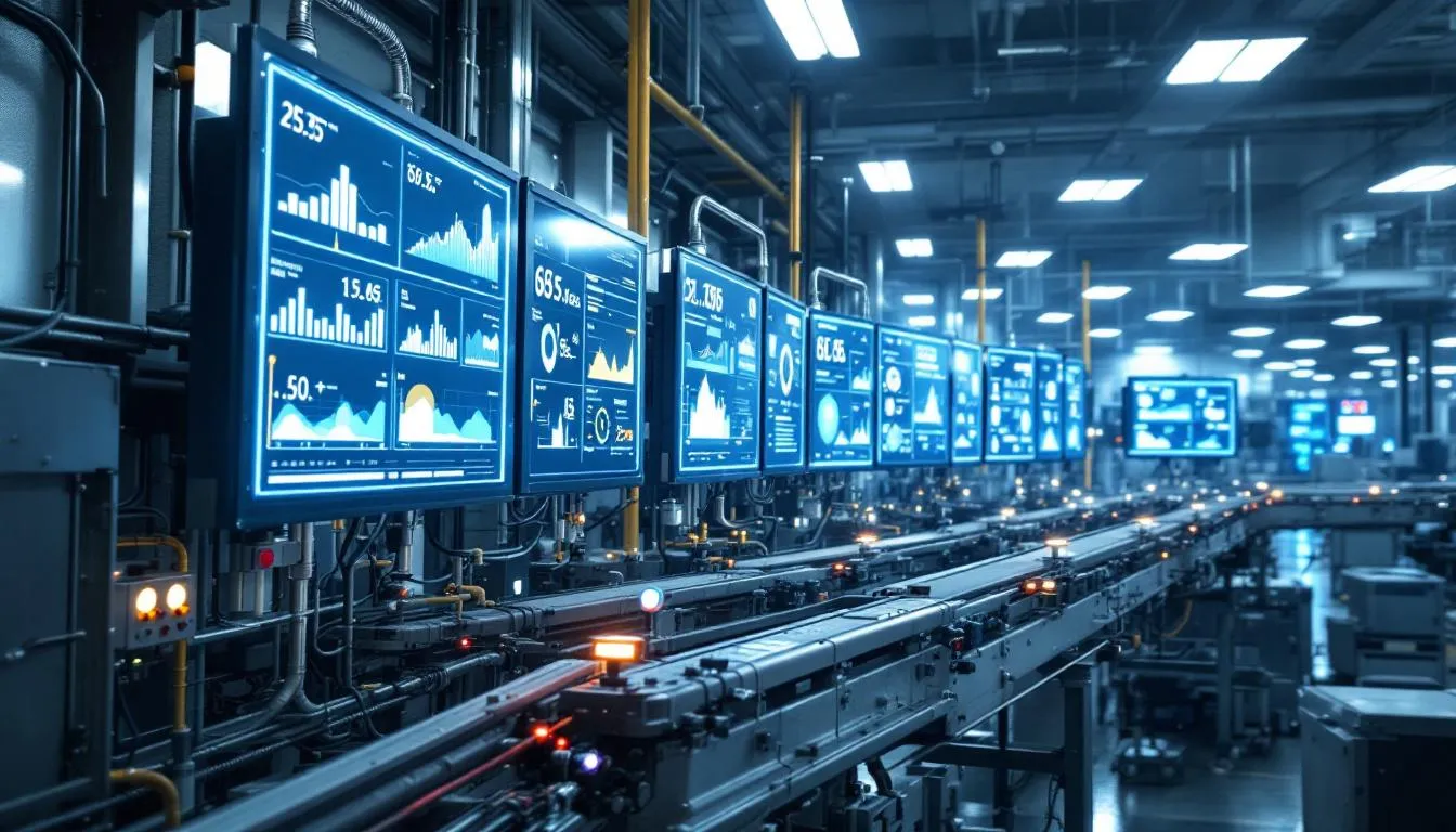 L'immagine raffigura un impianto industriale dotato di sistemi avanzati di monitoraggio con sensori che tracciano in tempo reale le prestazioni delle apparecchiature critiche. Questa configurazione supporta una strategia di manutenzione predittiva, consentendo ai team di manutenzione di analizzare i dati e ottimizzare le operazioni, riducendo in ultima analisi i costi di manutenzione e minimizzando i tempi di fermo imprevisti.