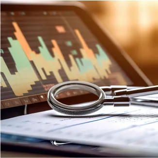 A stethoscope sitting on top of a laptop computer.