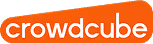 Crowdcube logo in white text on orange background.