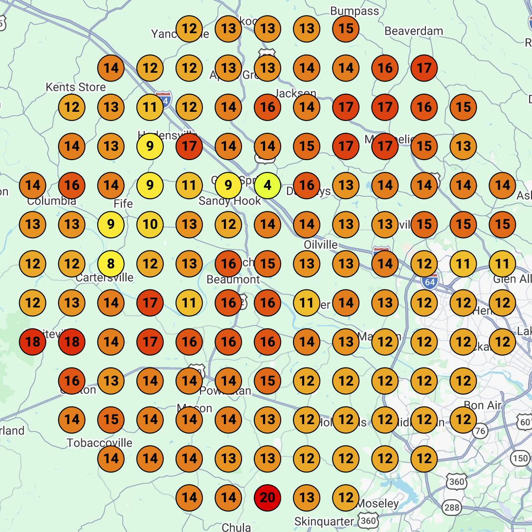 Temporary AG Construction Management heatmap; replace with McMahon scan before publishing.