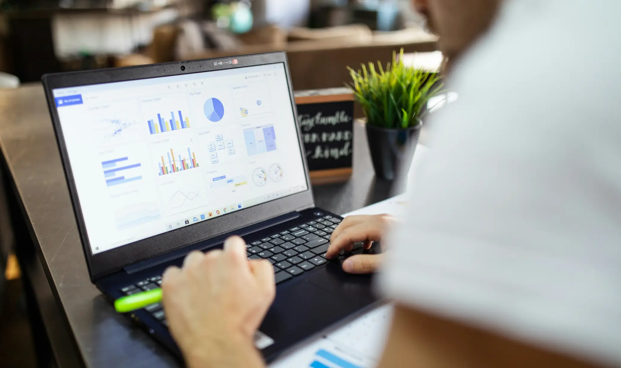 data and dashboard on laptop