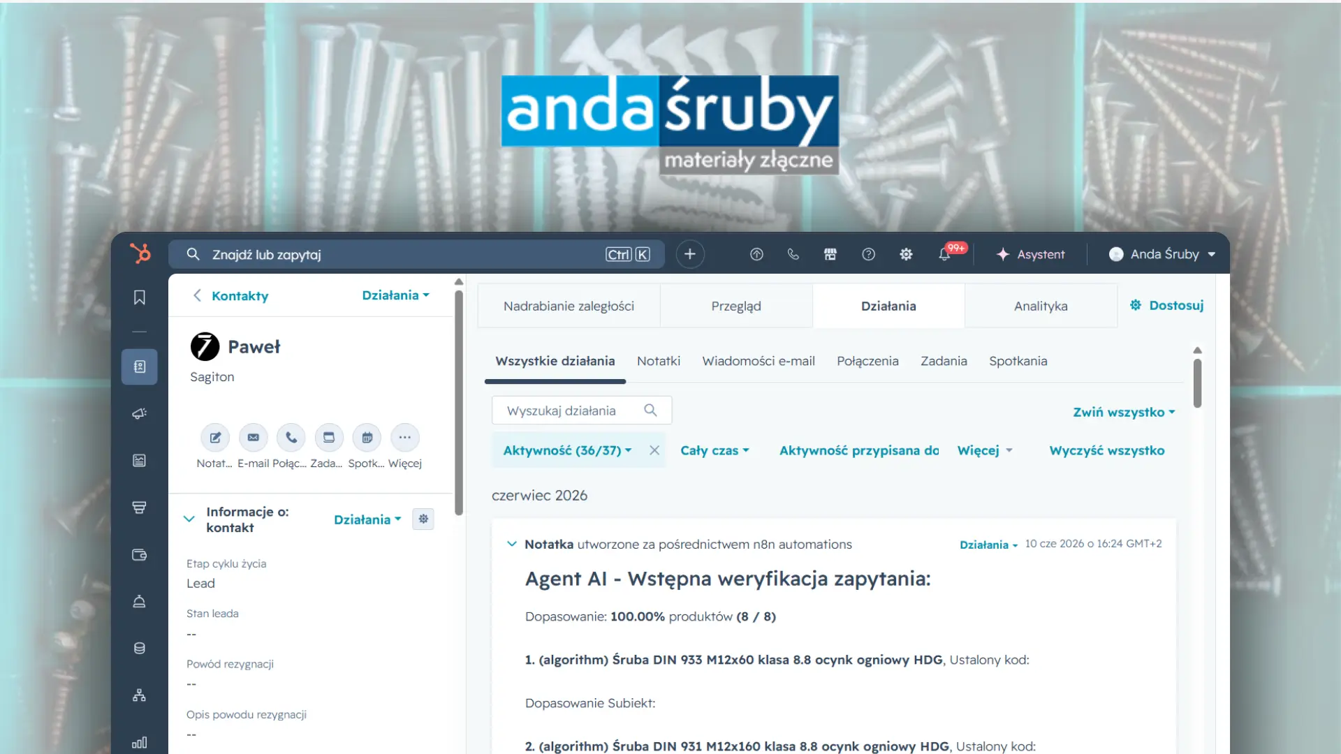 automatyzacja AI w Hubspot case study Anda Śruby