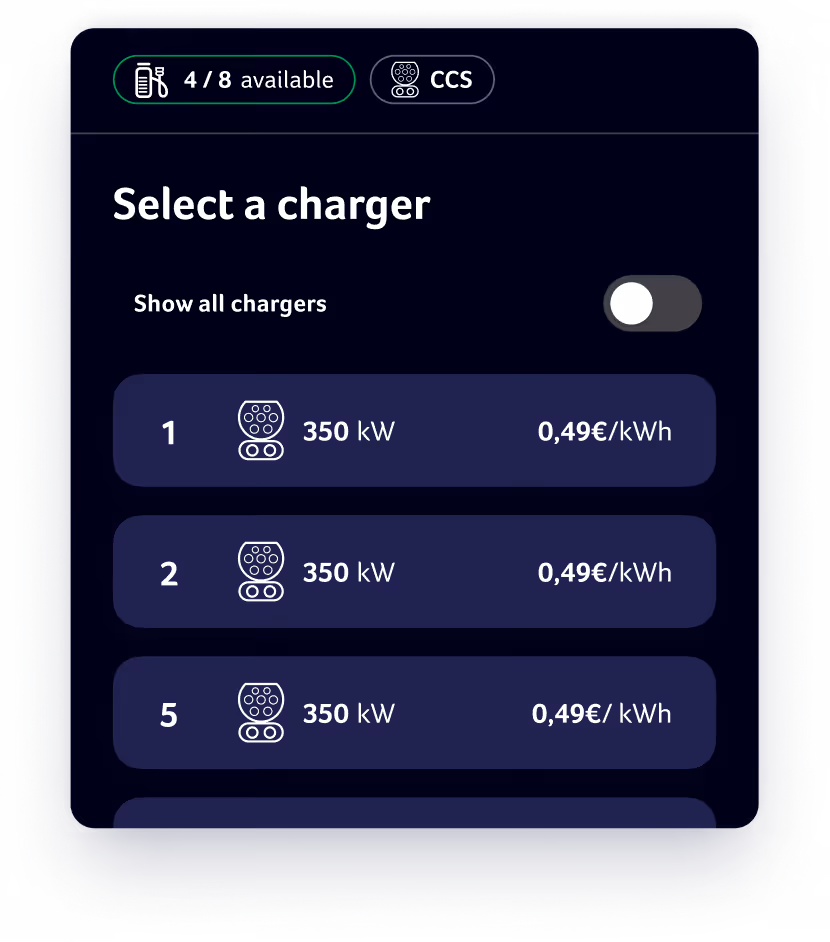 IONITY App screen showing the price per kWh of ultra-fast charging