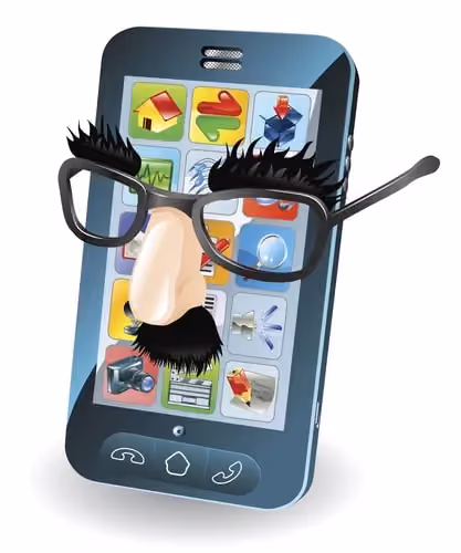 Mobile phone wearing a disguise