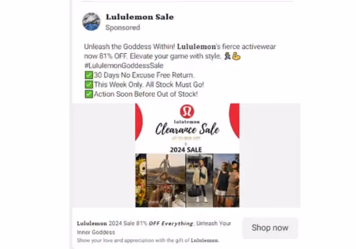 Fake Lululemon social ad