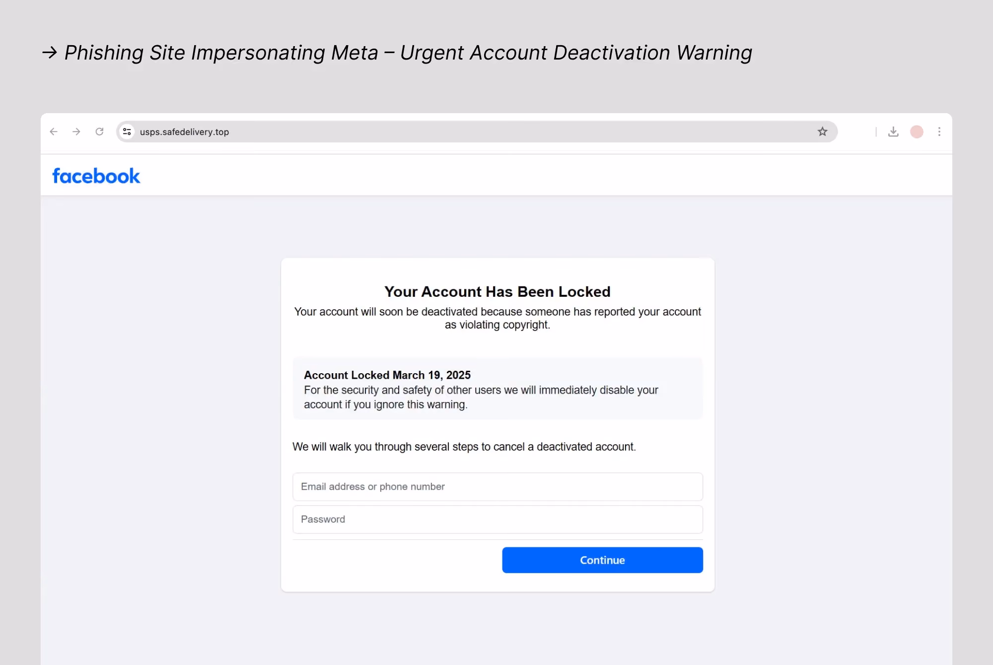 Meta Scam Fake Website