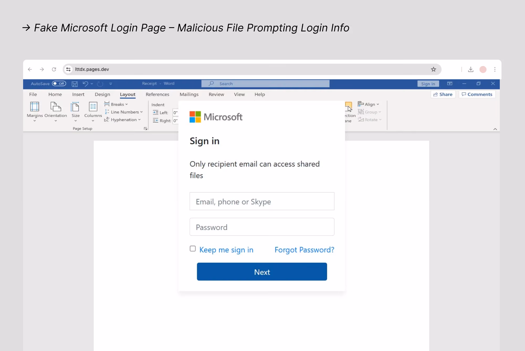 Fake Microsoft Login Page