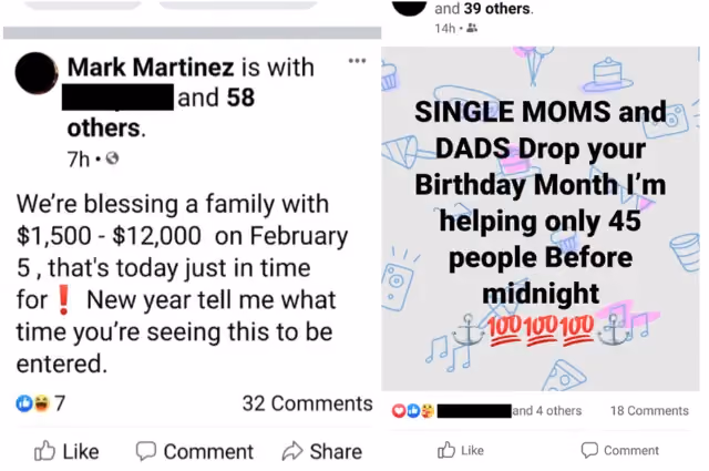 Fake giveaways on Facebook.