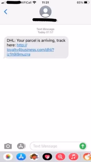 DHL fake sms