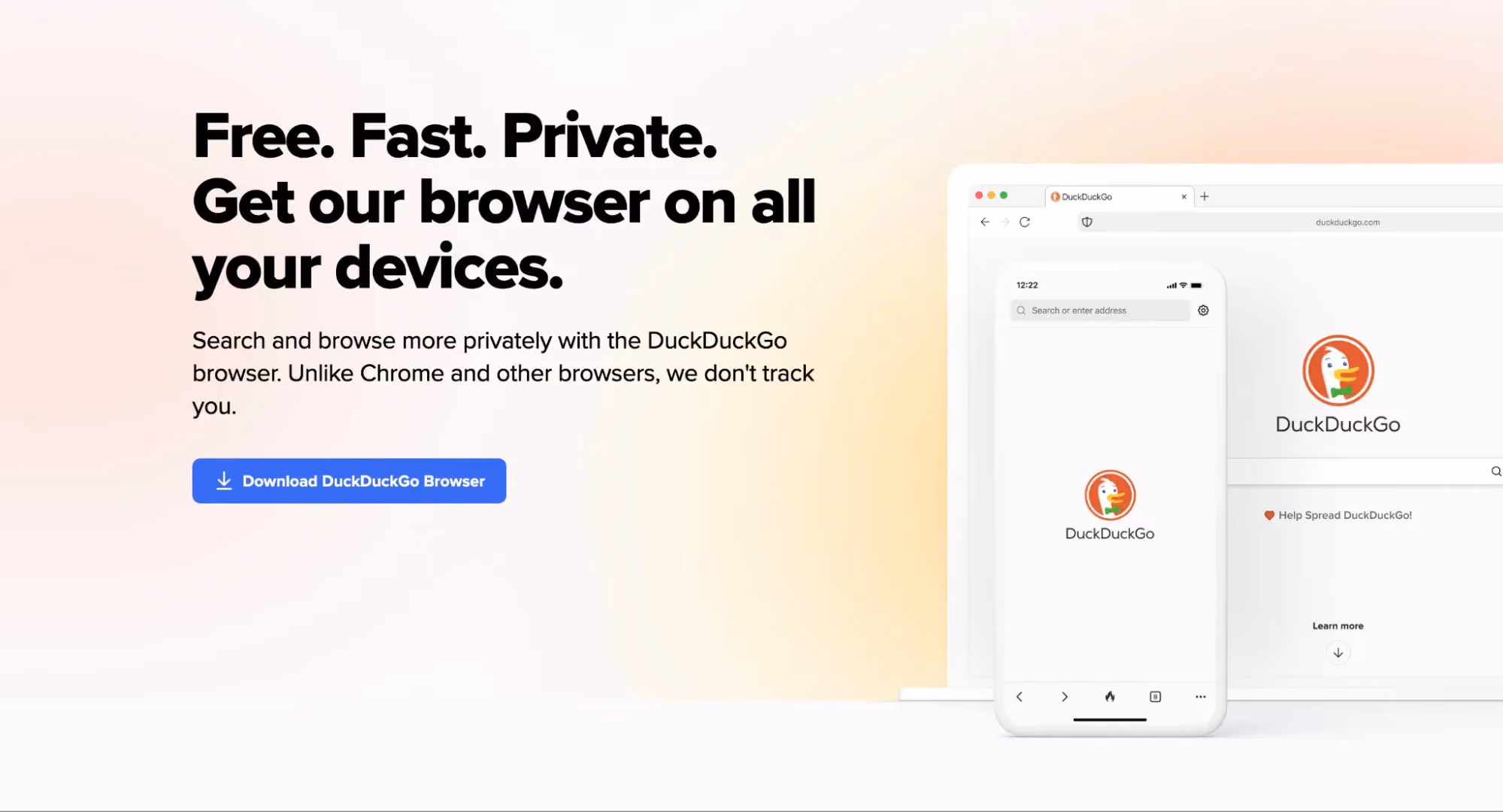 DuckDuckGo Chrome extension homepage