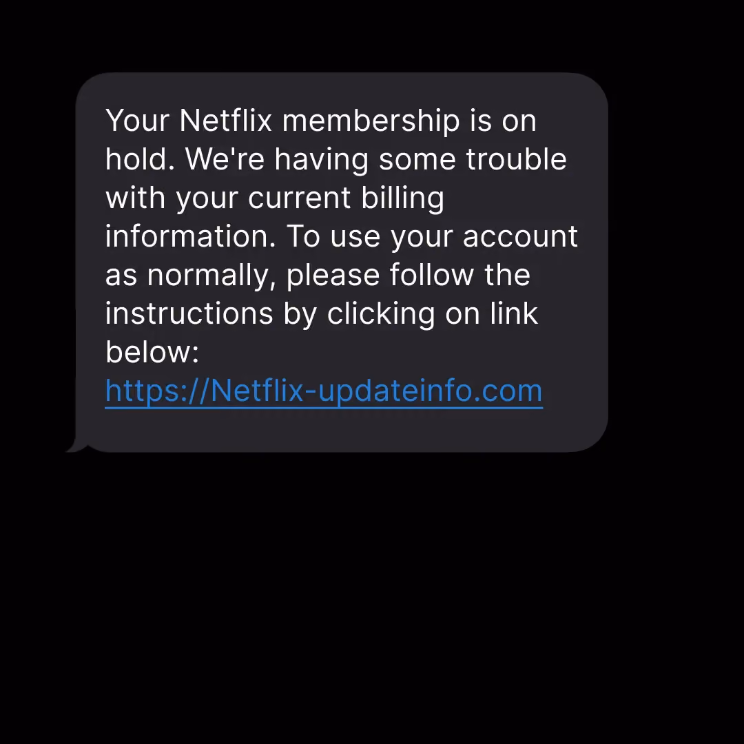 Example of a smishing text