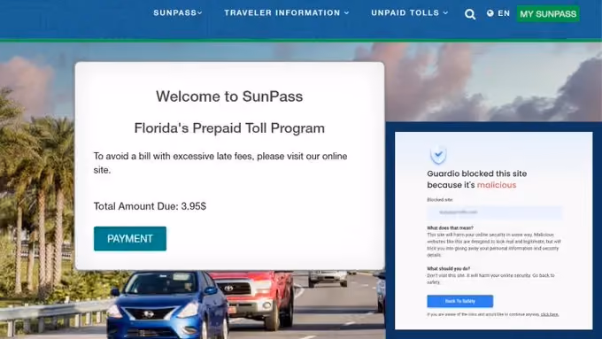Fake toll payment site