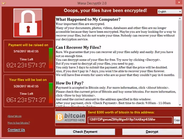 Wana Decrypt0r screenshot