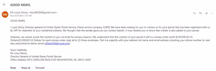 example of a phishing email