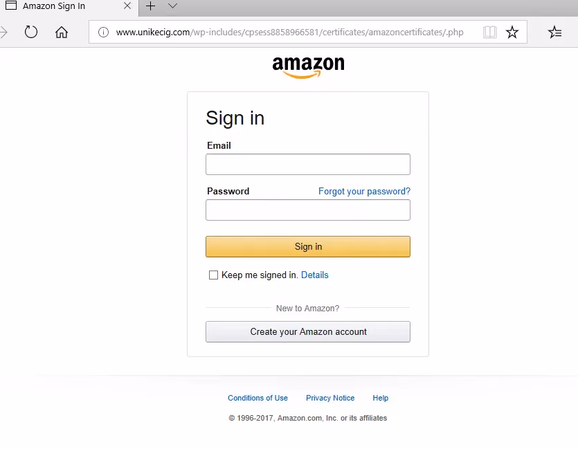 Zscaler targeted phishingAmazon login
