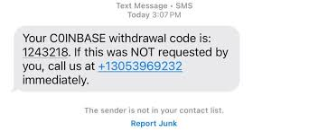 A text message shows a fake withdrawal code from "C0INBASE"