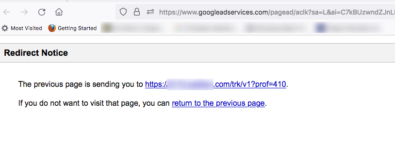 User redirected from a safe website to a fake page.