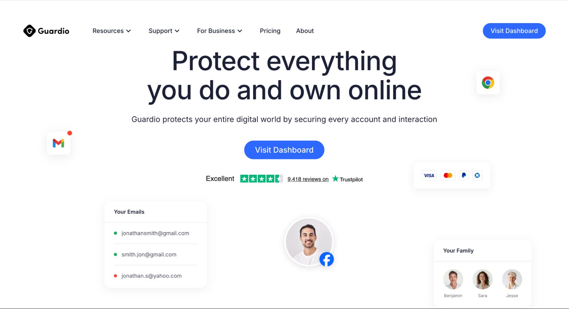 Guardio homepage promoting online protection.