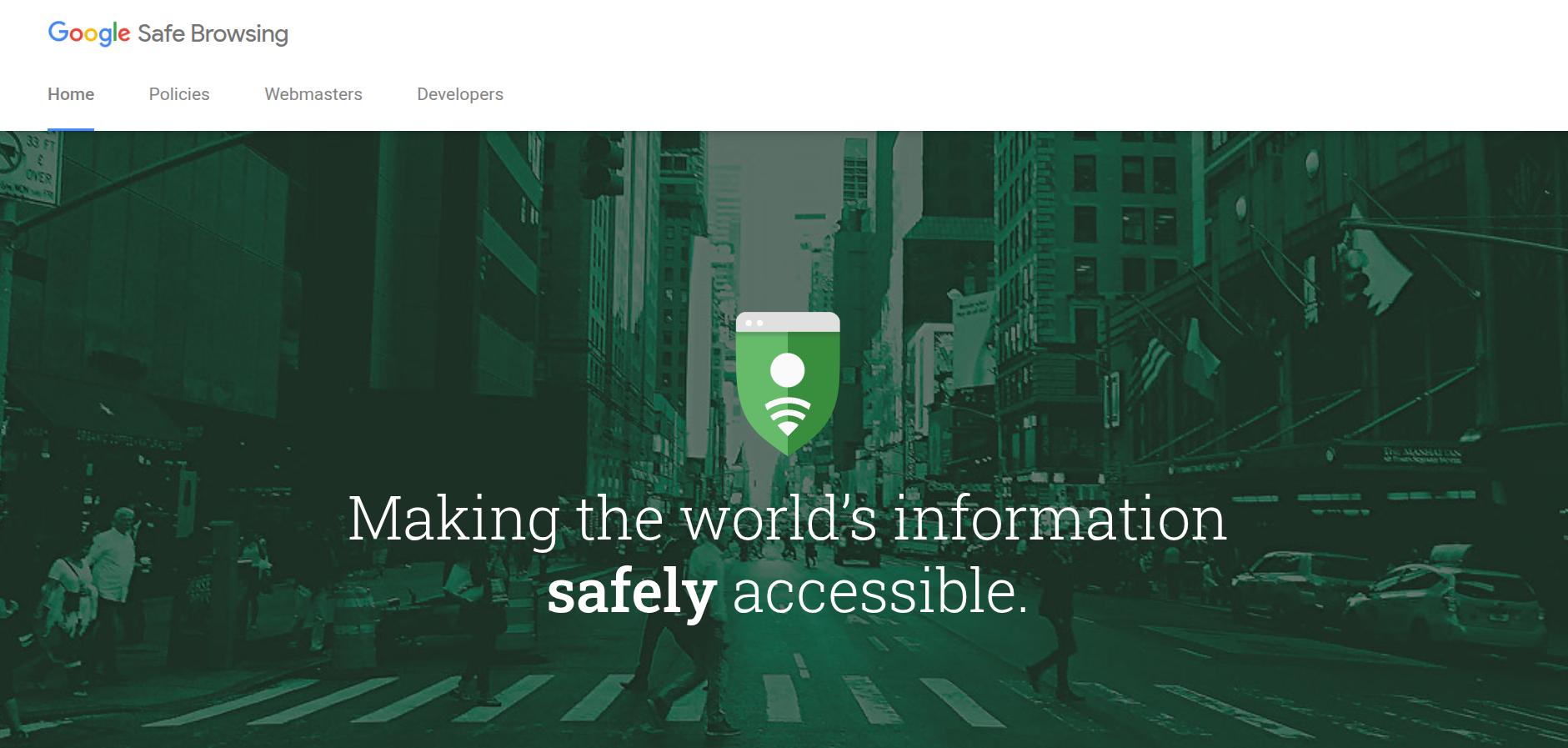 Google Safe Browsing homepage