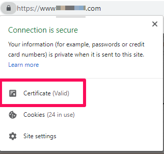 Valid SSL certificate and secure https connection for website.