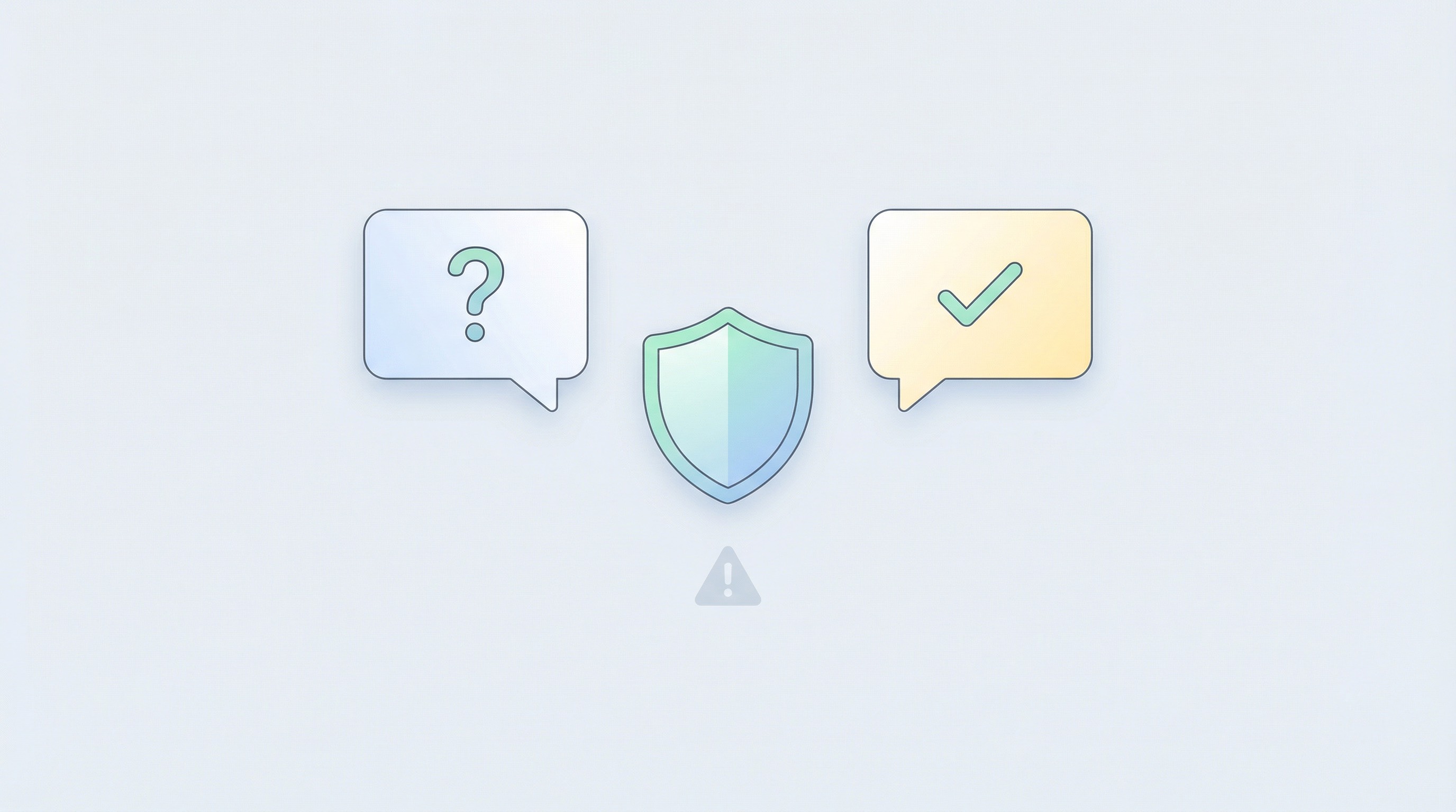 Chat bubbles with a question mark and shield icon