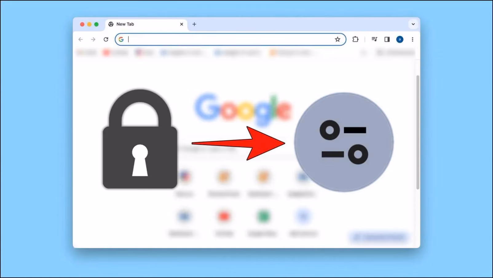 Browser window with padlock icon and arrow pointing to security settings icon, illustrating how to check website security before making a payment.