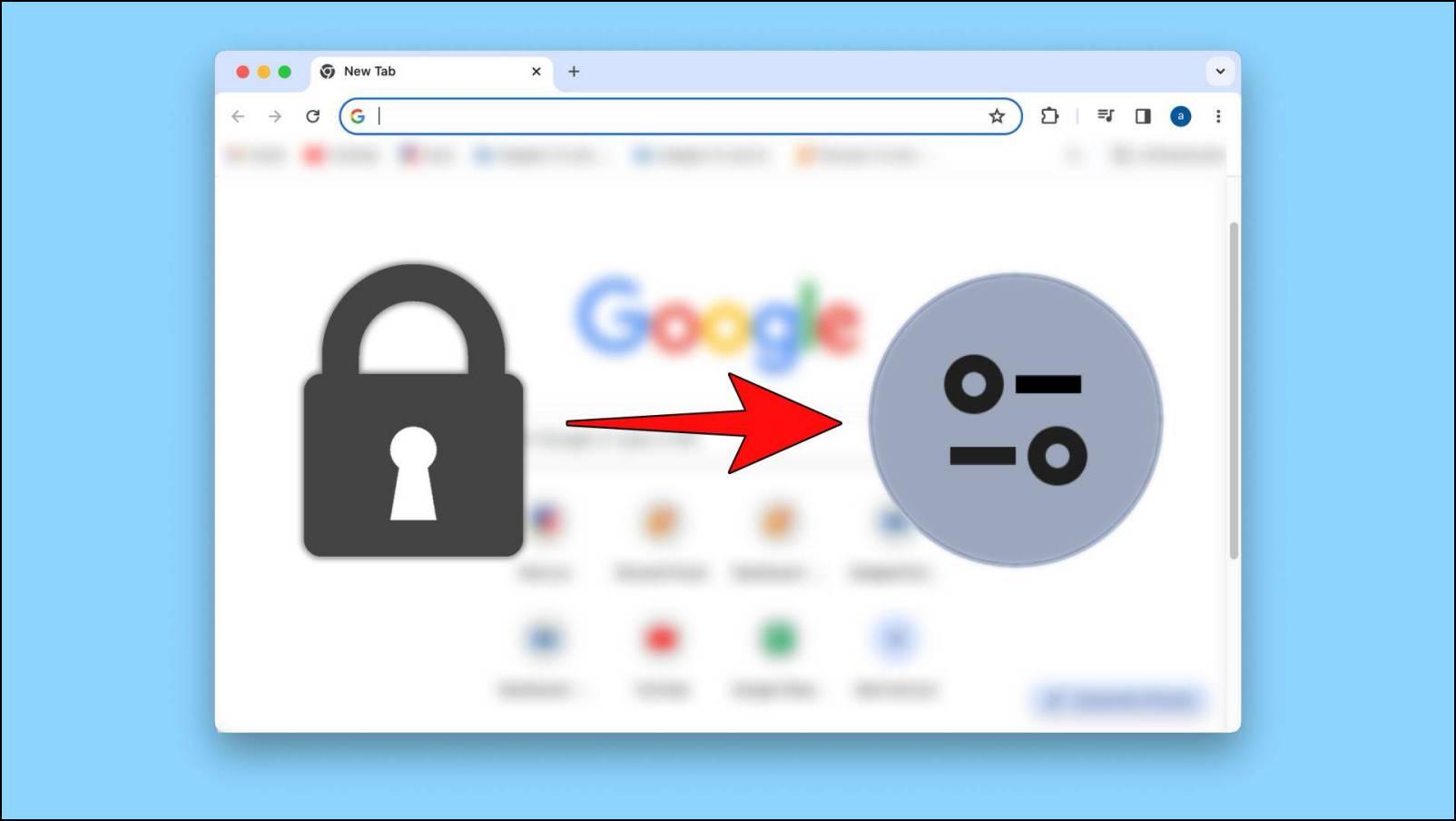 Browser window with padlock icon and arrow pointing to security settings icon, illustrating how to check website security before making a payment.