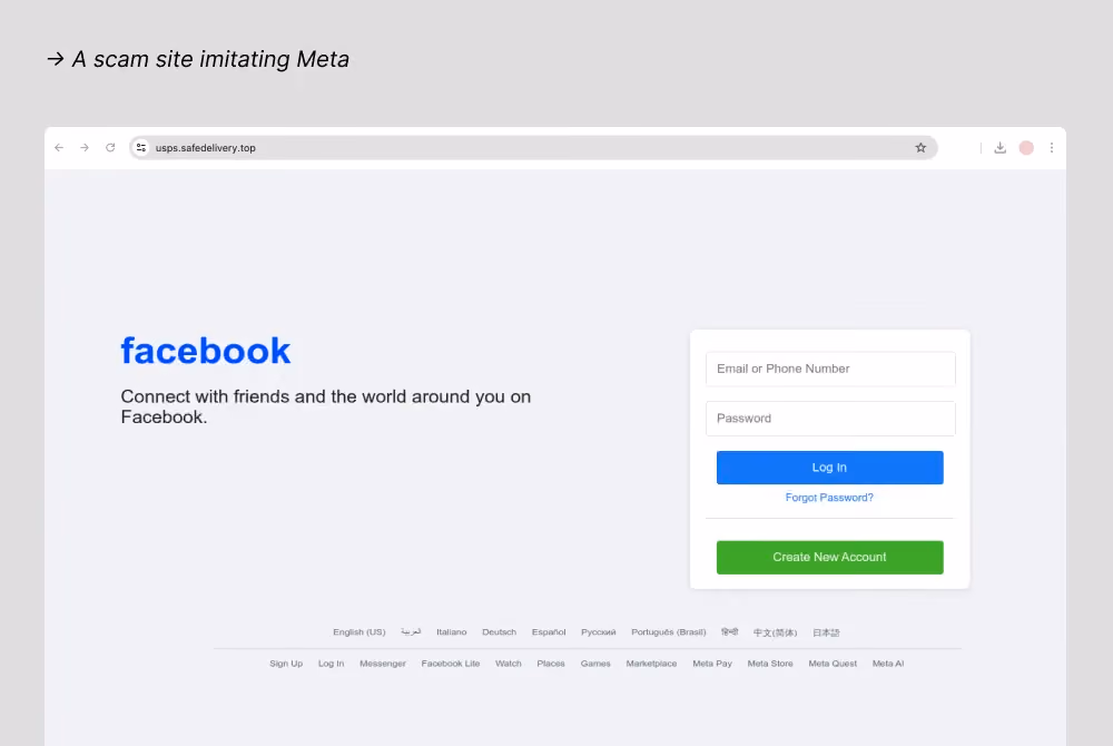 Facebook account lockout warning phishing example