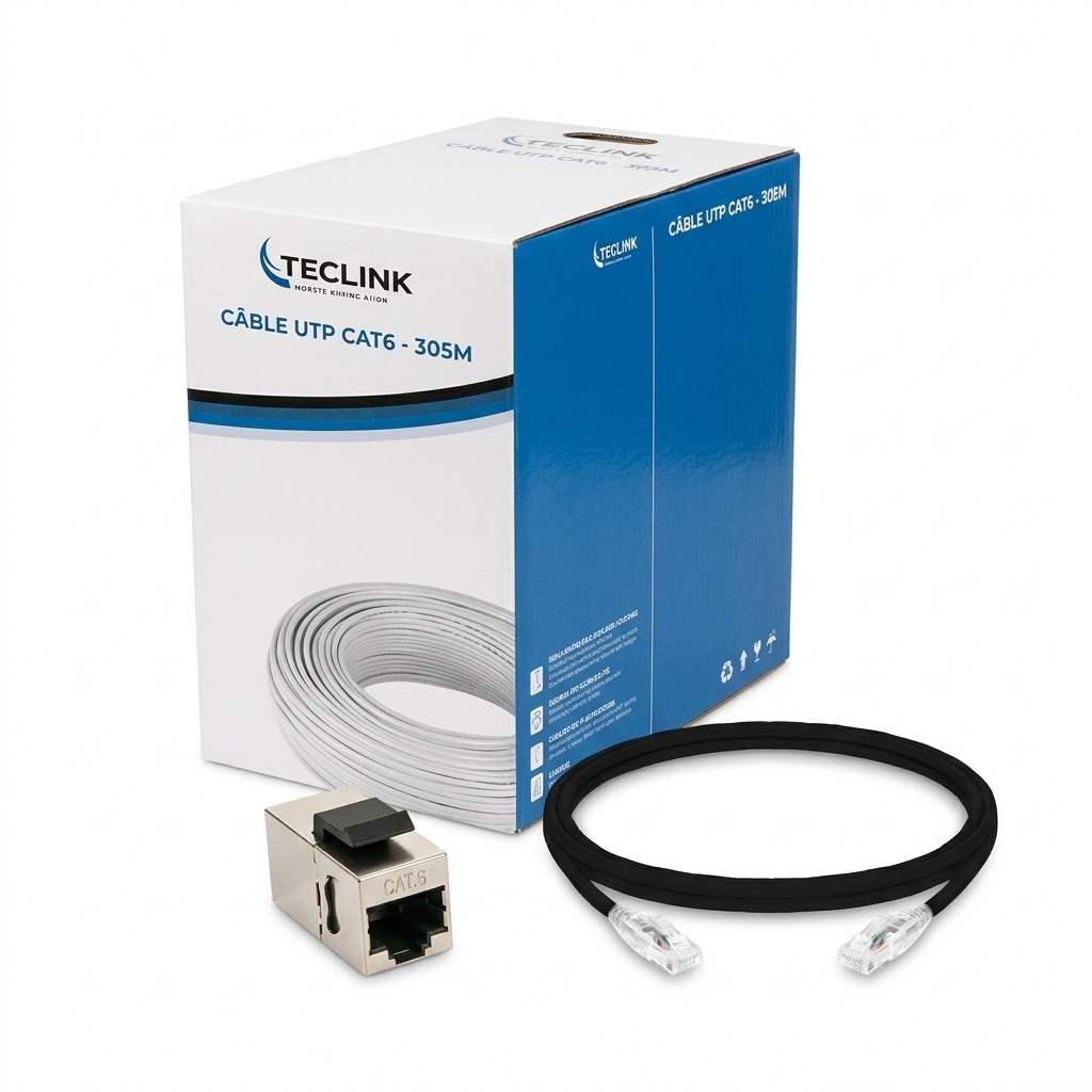 Câbles et connecteurs RJ45 Cat6 pour vidéosurveillance