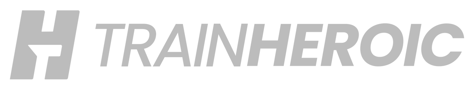 Logo with a stylized block letter H followed by the word TRAINHEROIC in bold uppercase letters.