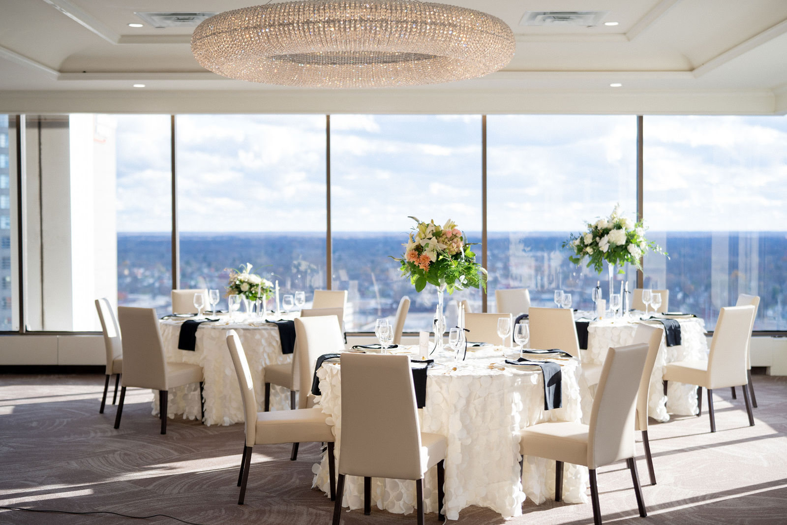 A venue with decorated tables