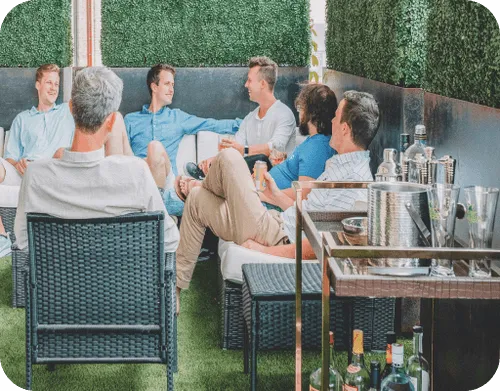 Family enjoying time outside on patio