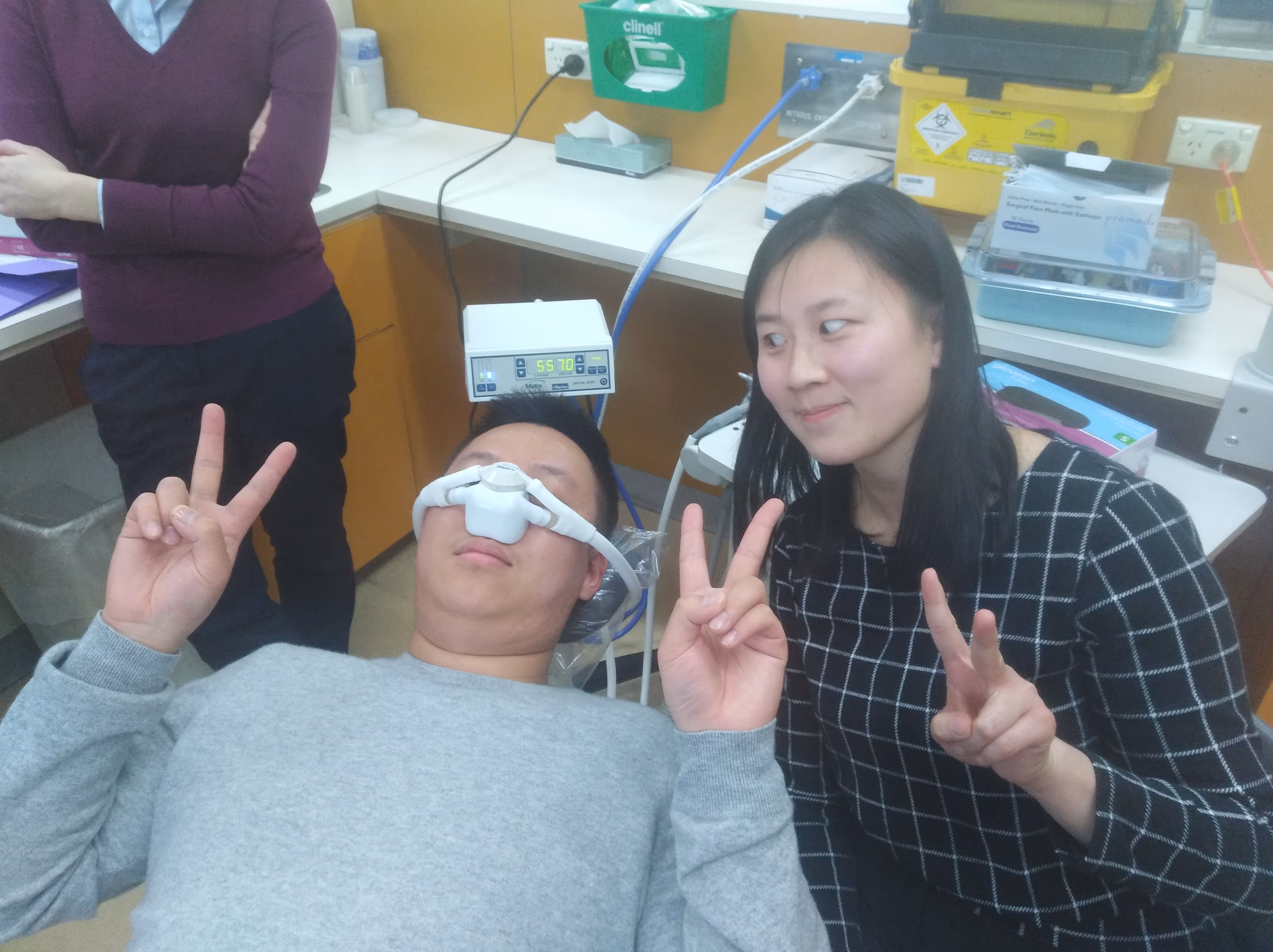Male dental patient getting nitrous oxide for dental treatment