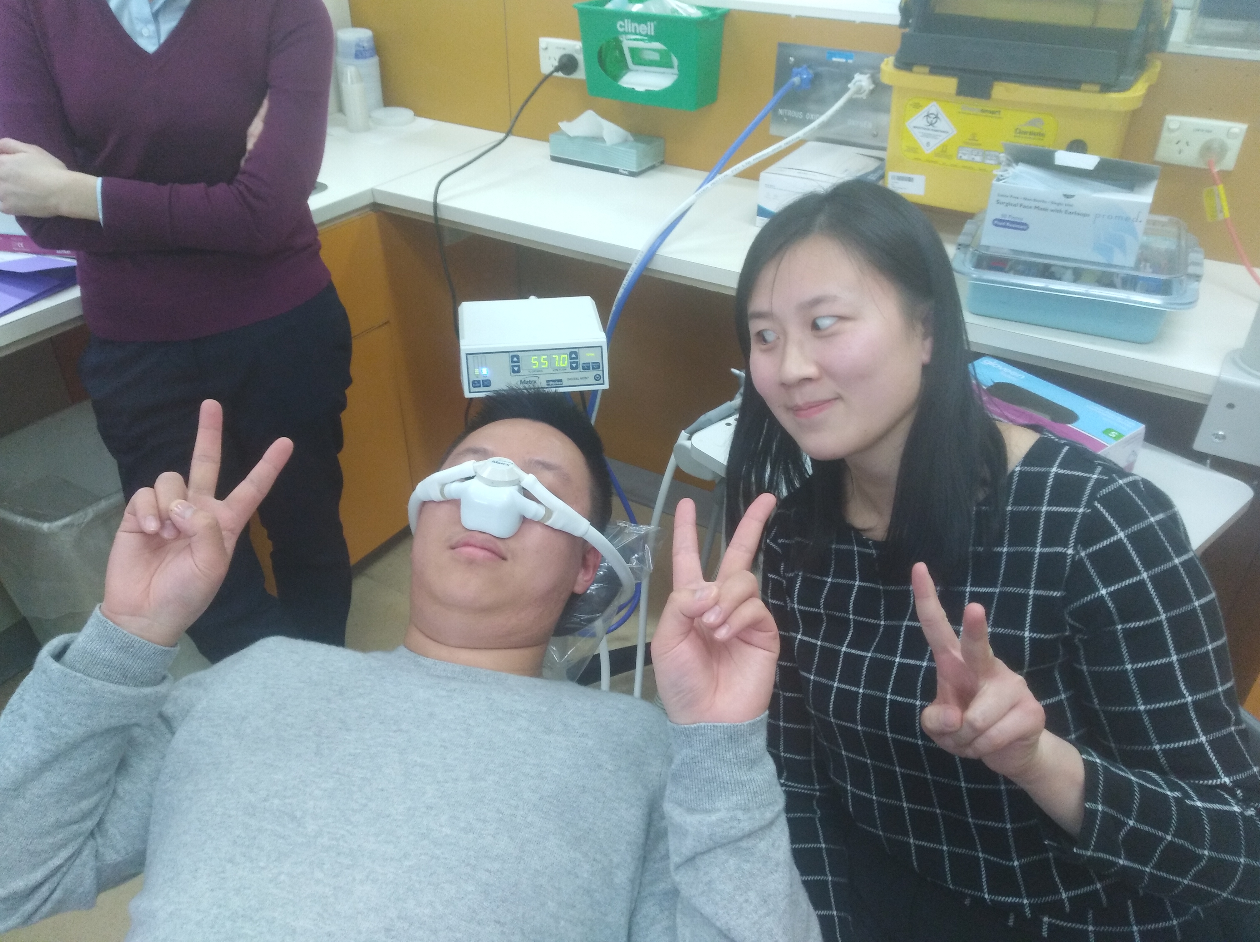 Male dental patient getting nitrous oxide for dental treatment