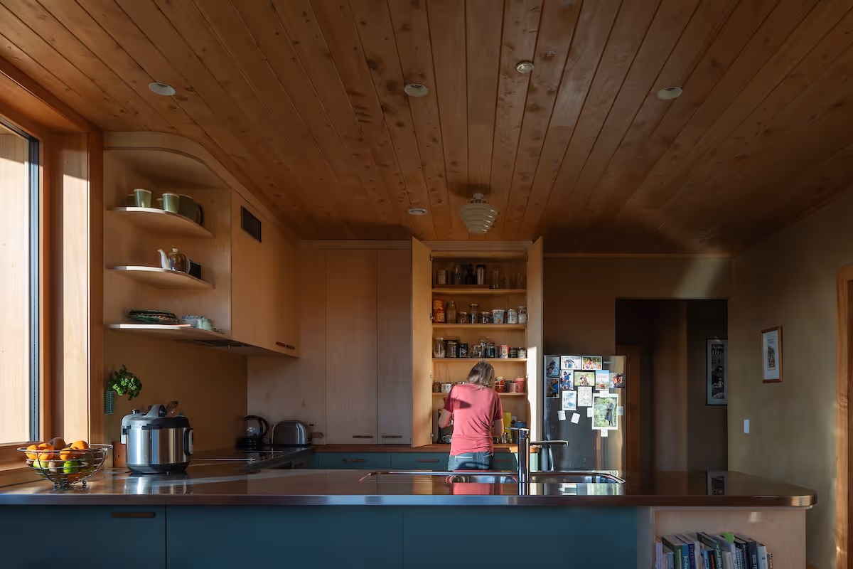 The kitchen in a passive house build by David Brown Building in Whanganui