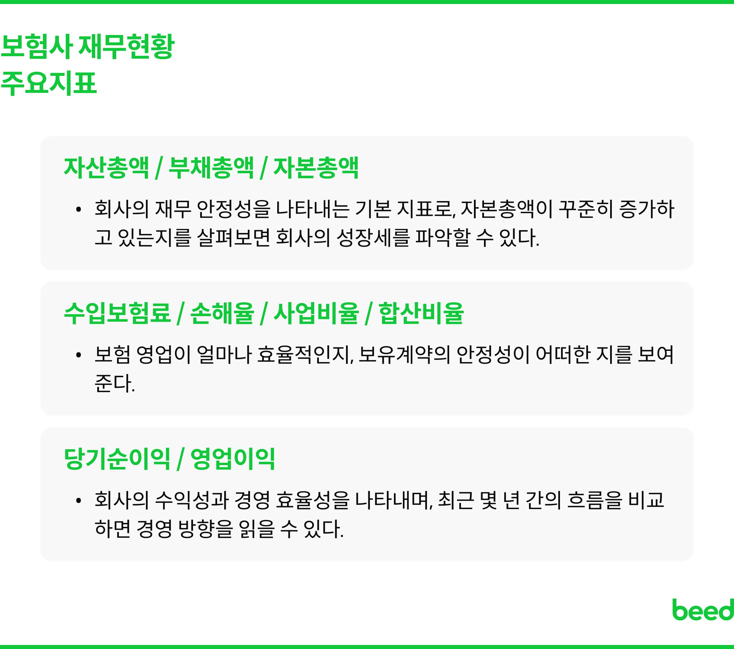 보험사 재무현황 주요지표