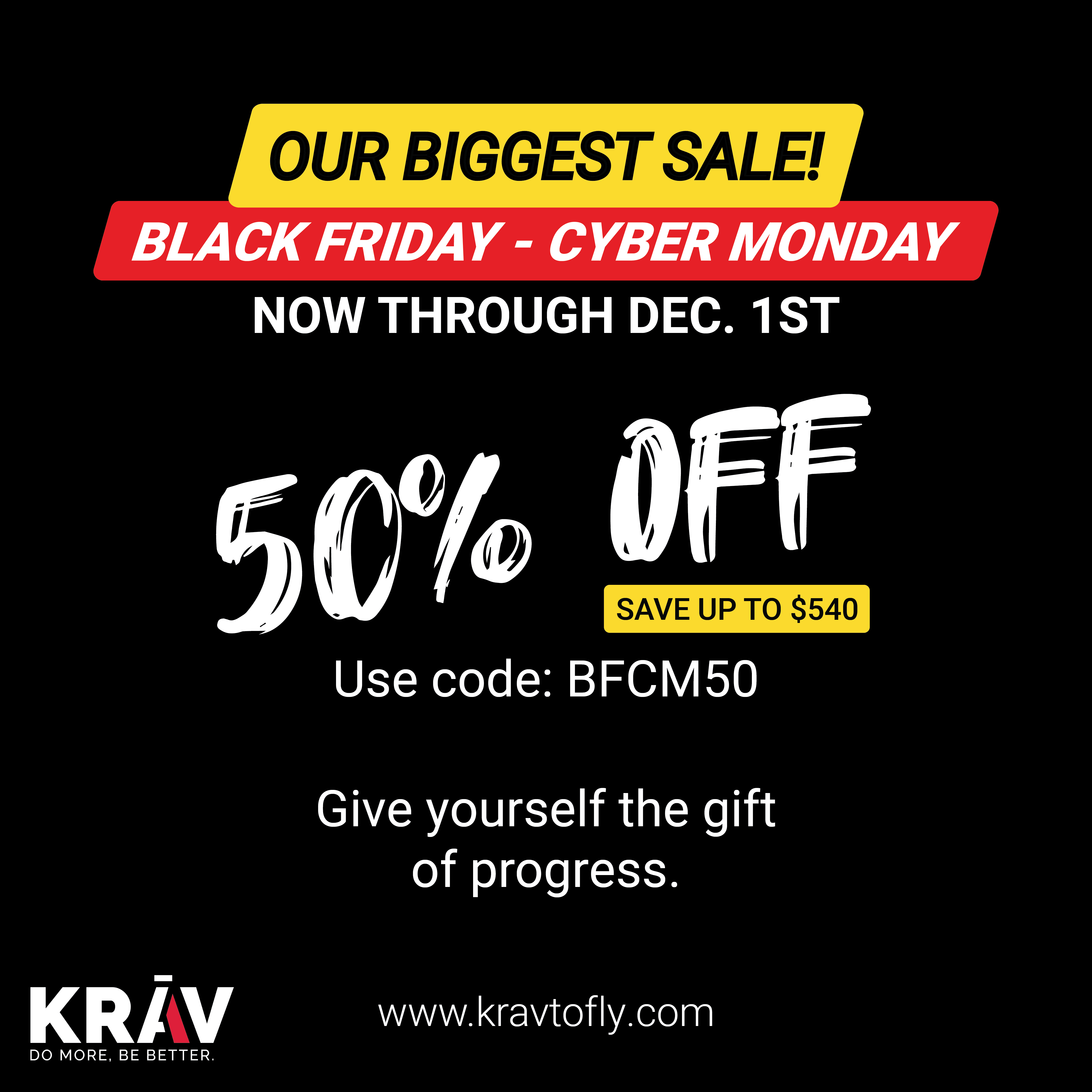 Krāv Black Friday Sale - 50% Off