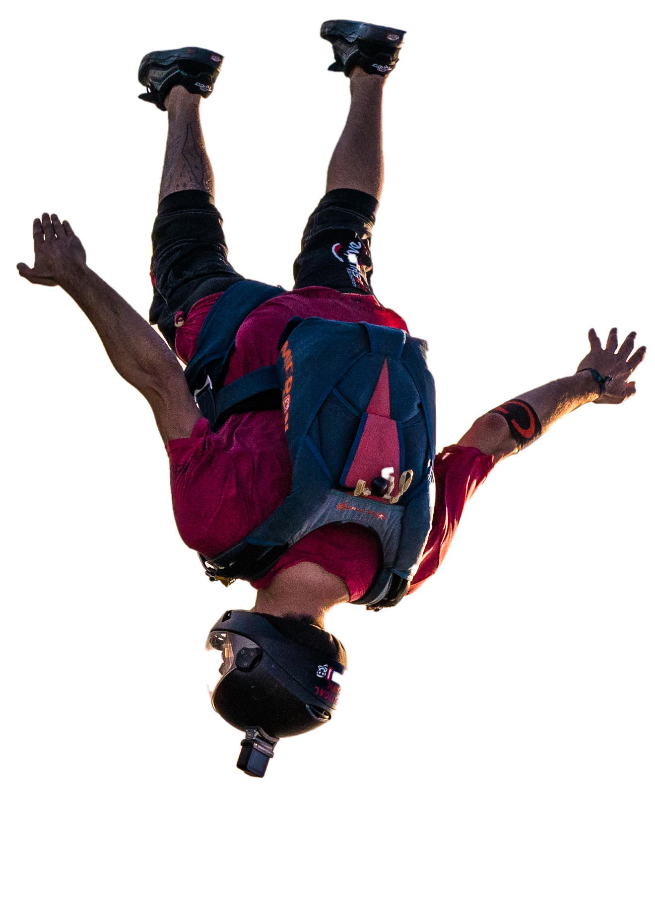 Skydiver in freefall, cut out