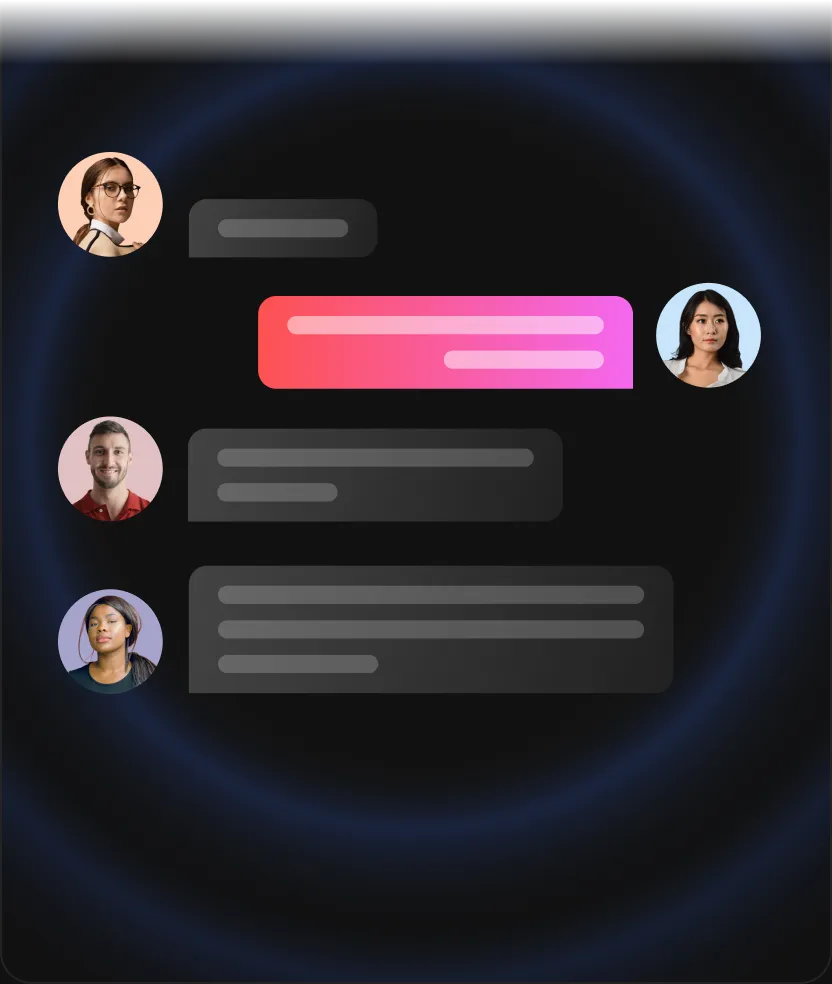 Chat component preview: real-time group messaging bubbles