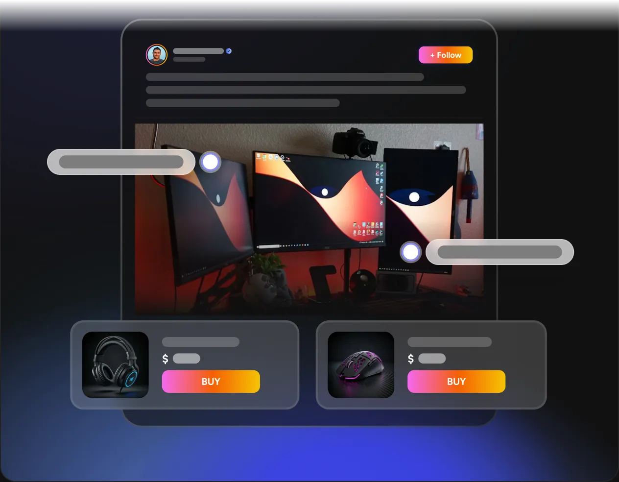 Commerce component preview: shoppable post with tagged products