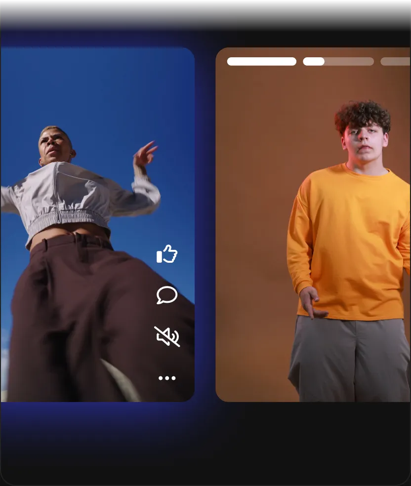 Stories and clips component preview: short-form vertical content