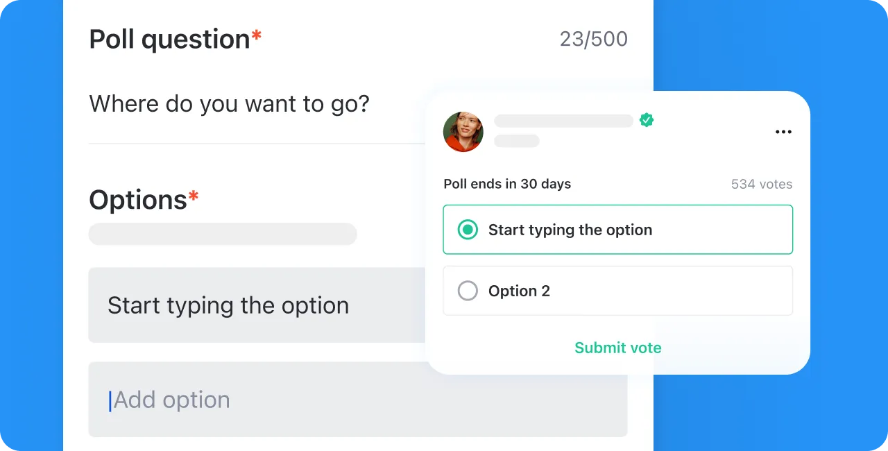 Poll question feature in Amity Social Cloud
