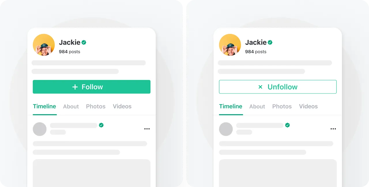 Follow and unfollow features
