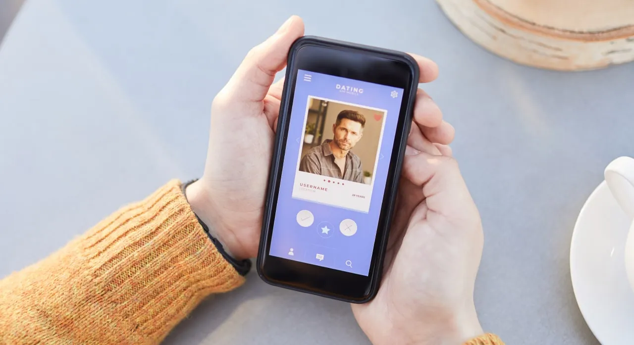 Person using a dating app with social features